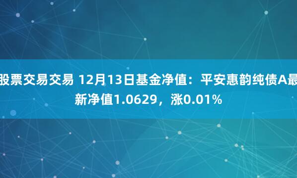 股票交易交易 12月13日基金净值：平安惠韵纯债A最新净值1.0629，涨0.01%