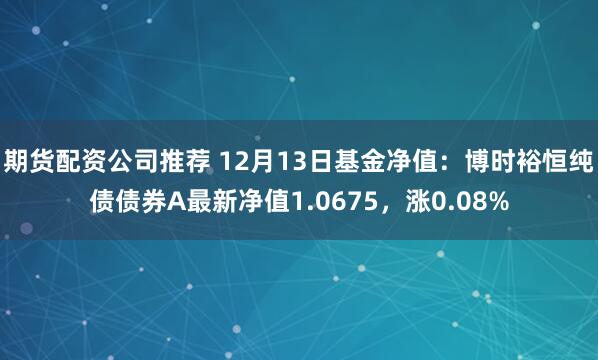 期货配资公司推荐 12月13日基金净值：博时裕恒纯债债券A最新净值1.0675，涨0.08%