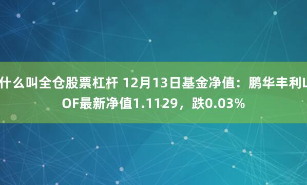 什么叫全仓股票杠杆 12月13日基金净值：鹏华丰利LOF最新净值1.1129，跌0.03%