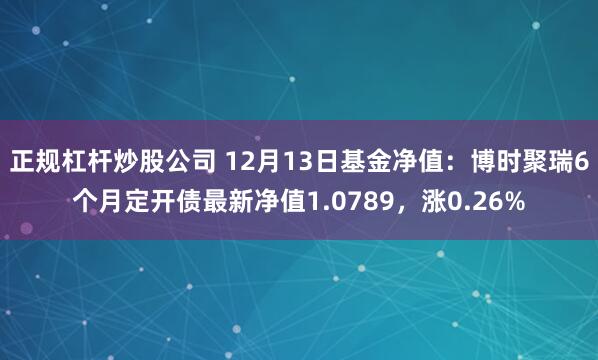 正规杠杆炒股公司 12月13日基金净值：博时聚瑞6个月定开债最新净值1.0789，涨0.26%