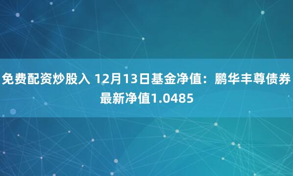 免费配资炒股入 12月13日基金净值：鹏华丰尊债券最新净值1.0485