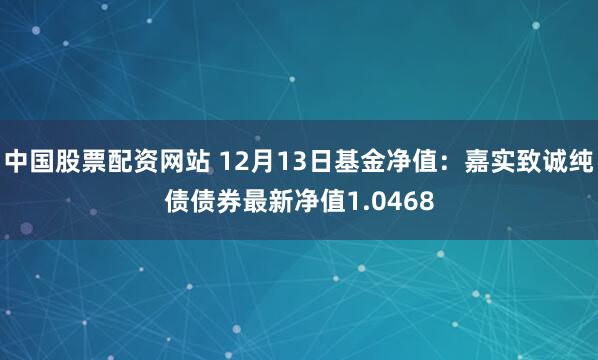 中国股票配资网站 12月13日基金净值：嘉实致诚纯债债券最新净值1.0468