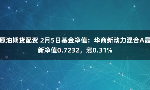 原油期货配资 2月5日基金净值：华商新动力混合A最新净值0.7232，涨0.31%