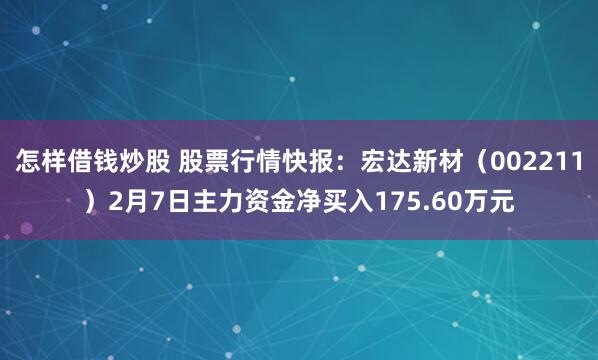 怎样借钱炒股 股票行情快报：宏达新材（002211）2月7日主力资金净买入175.60万元